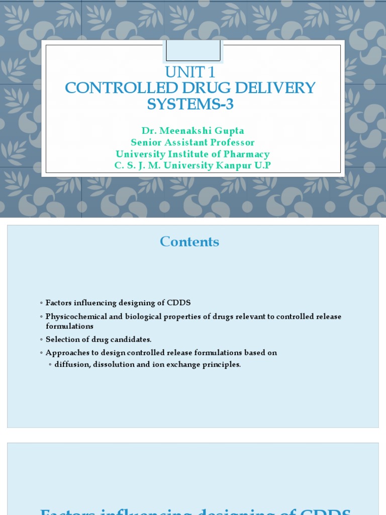 Factors Influencing Controlled Drug Delivery | PDF | Diffusion | Solubility