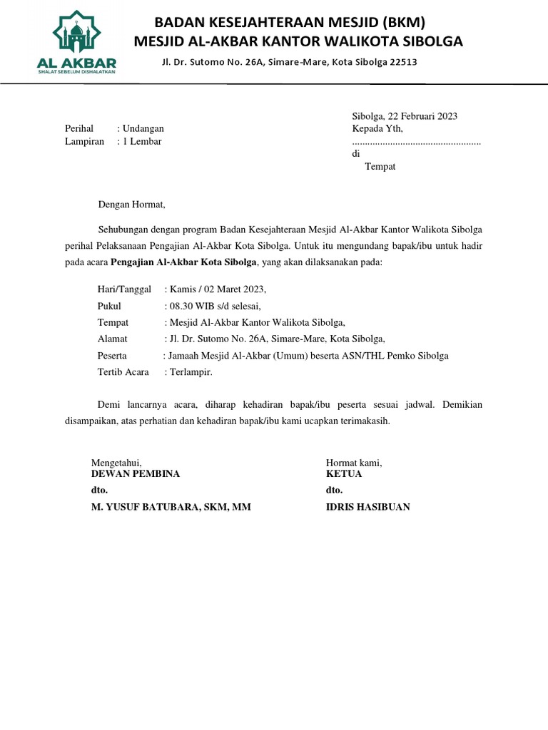 Surat Undangan Pengajian - Untuk Umum | PDF