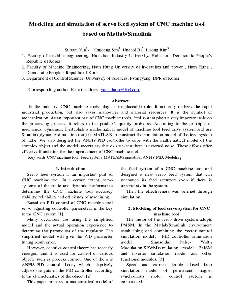 CNC Machine Tool Servo Feed System Modeling | PDF | Control Theory ...