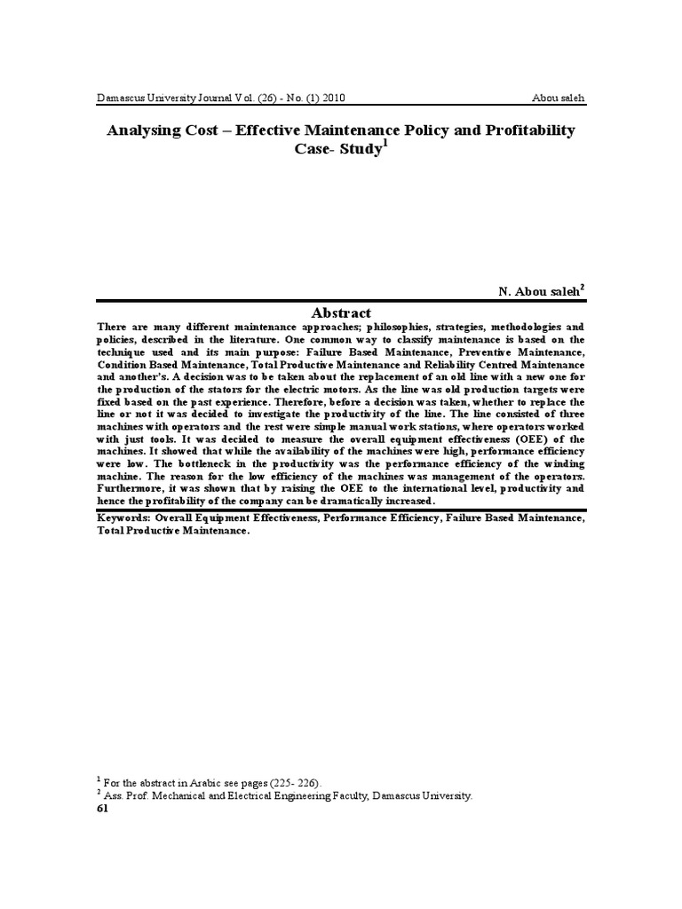 effective-maintenance-policy-and-oee-pdf-engineering-electrical