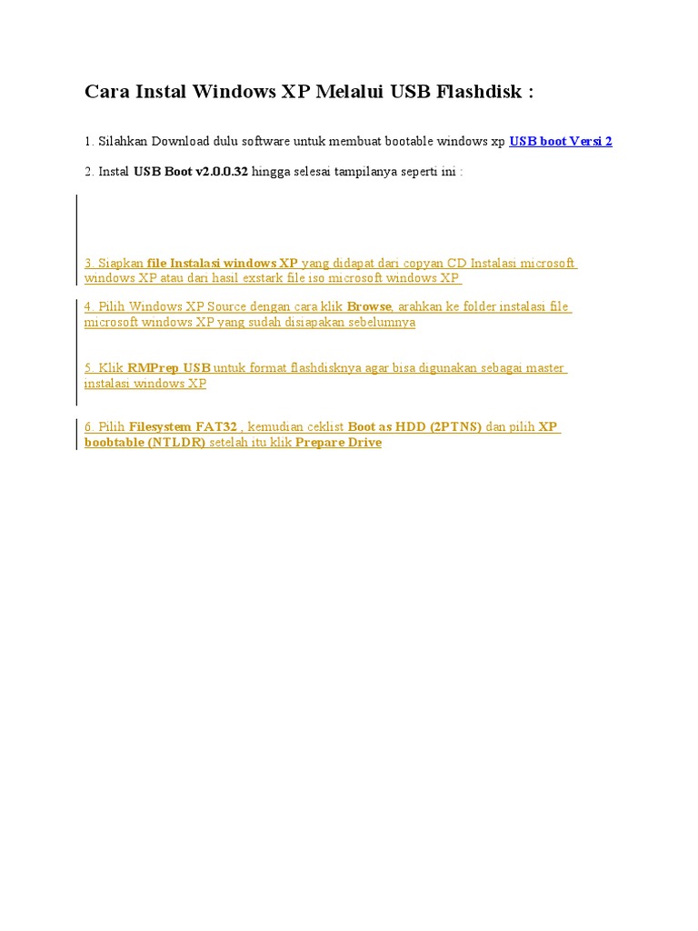 Proses instalasi Windows XP dari USB flashdisk