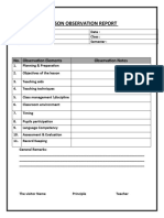 Lesson Observation Report