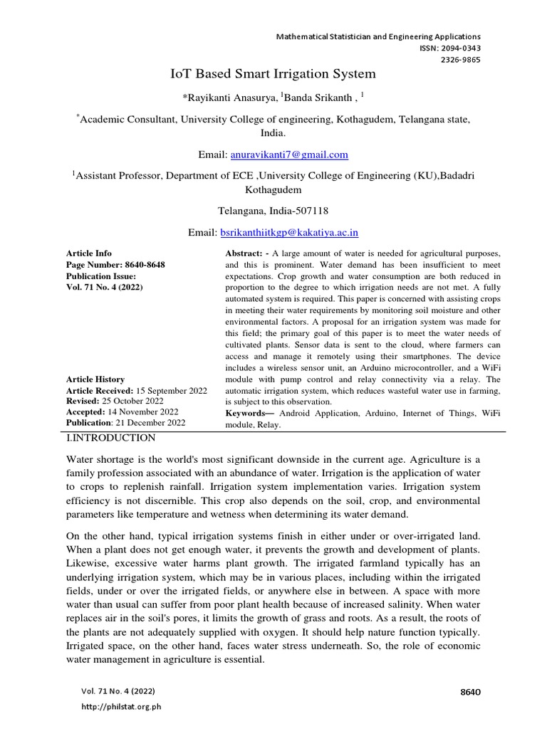 IoT Smart Irrigation System Overview | PDF | Internet Of Things ...
