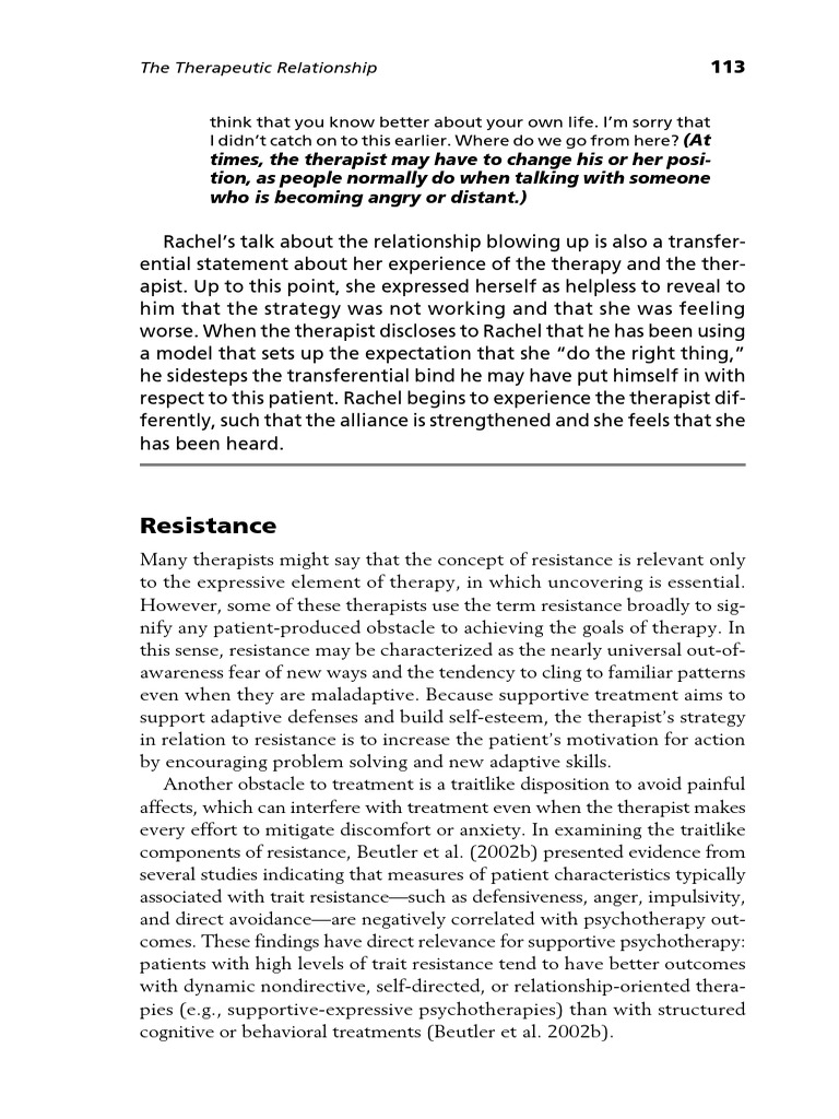 Resistance PDF Psychotherapy Therapy