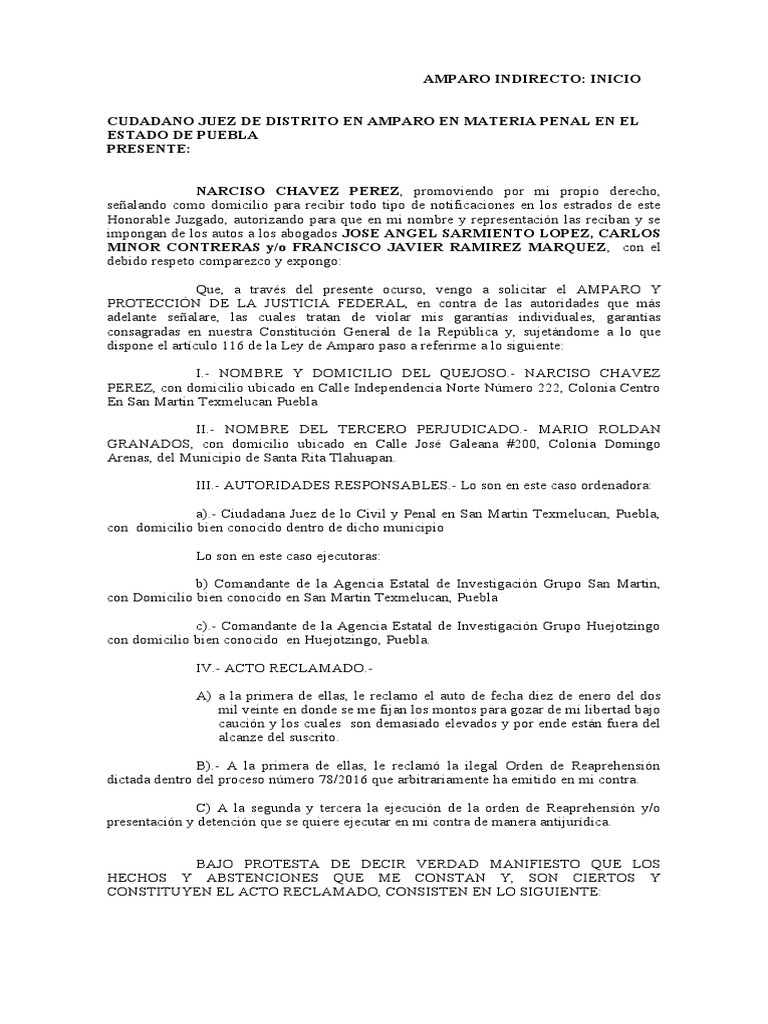 Amparo contra Orden de Reaprehensión | PDF | Derecho penal | Ley común