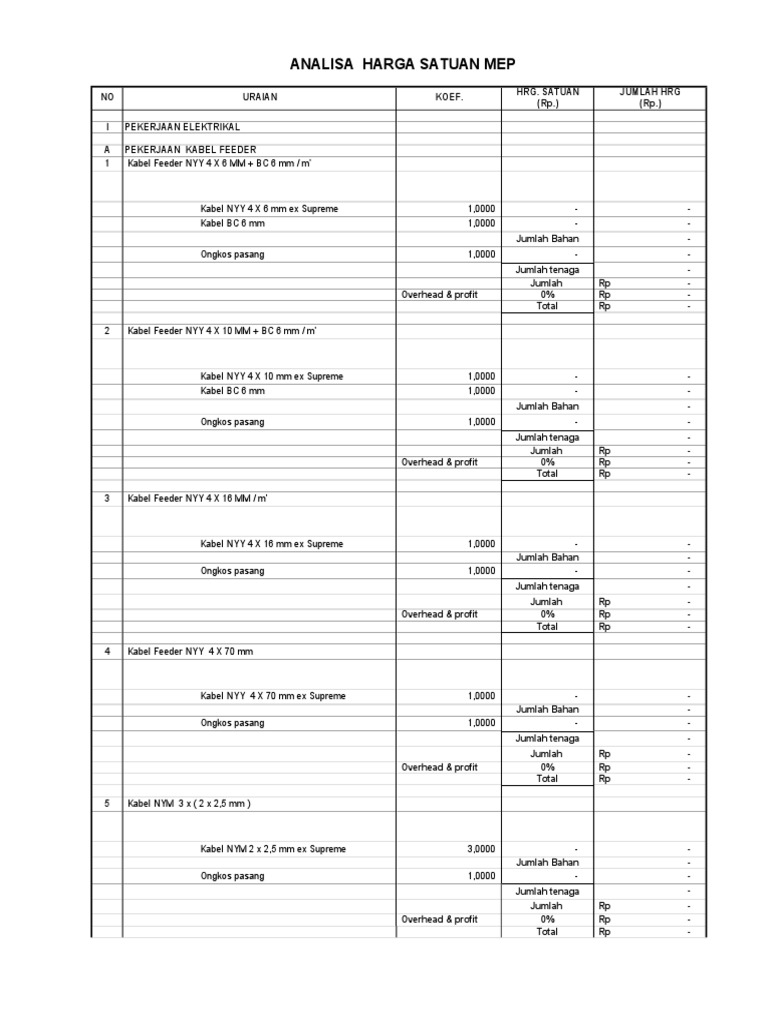 Analisa MEP Template | PDF