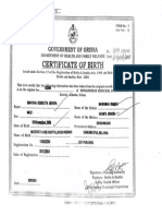 Binayaka Debidutta Behera, Birth Certificate