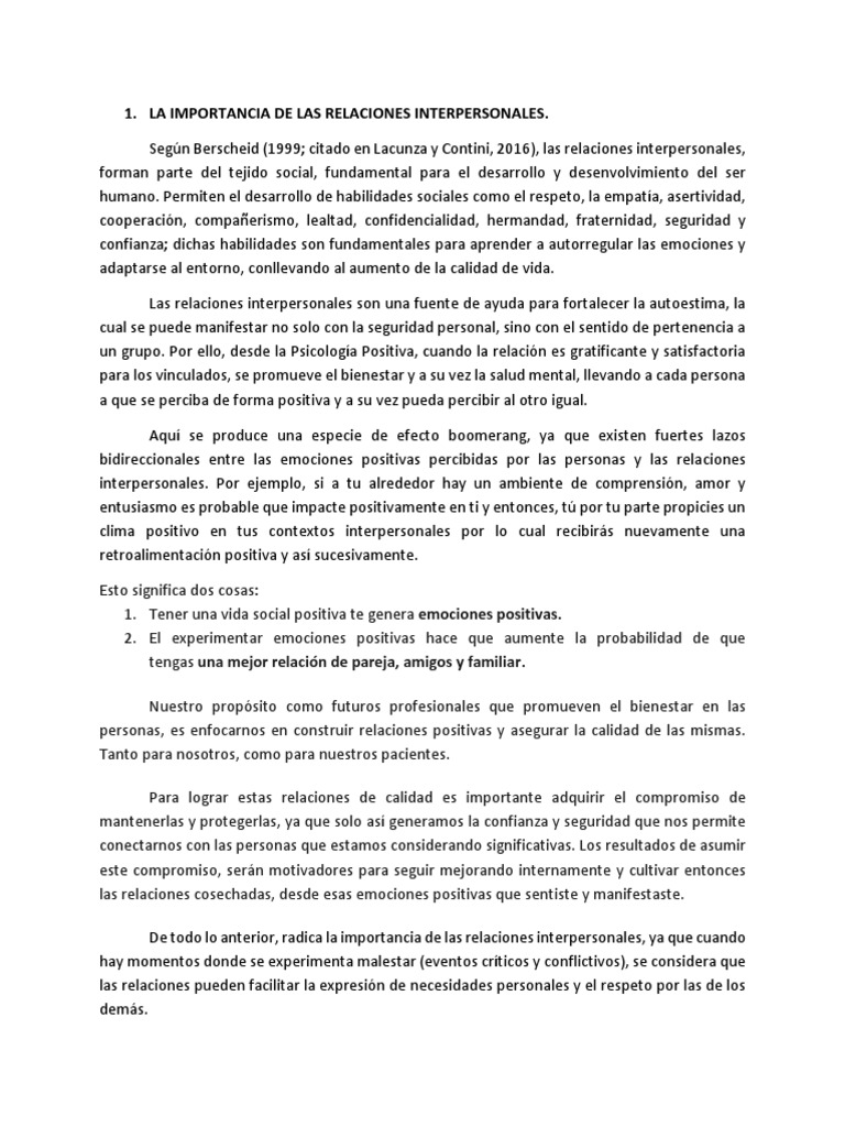 Impacto de Relaciones en Bienestar Mental | PDF | Las emociones ...