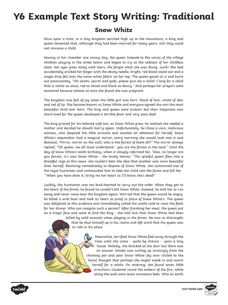 Example Text Strory Writin Snow White | PDF | Snow White | Linguistics
