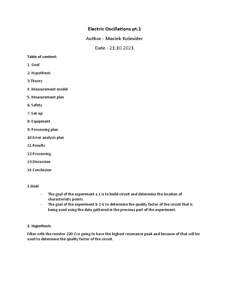 Electric Oscillations Lab 4 PDF Resonance Capacitor