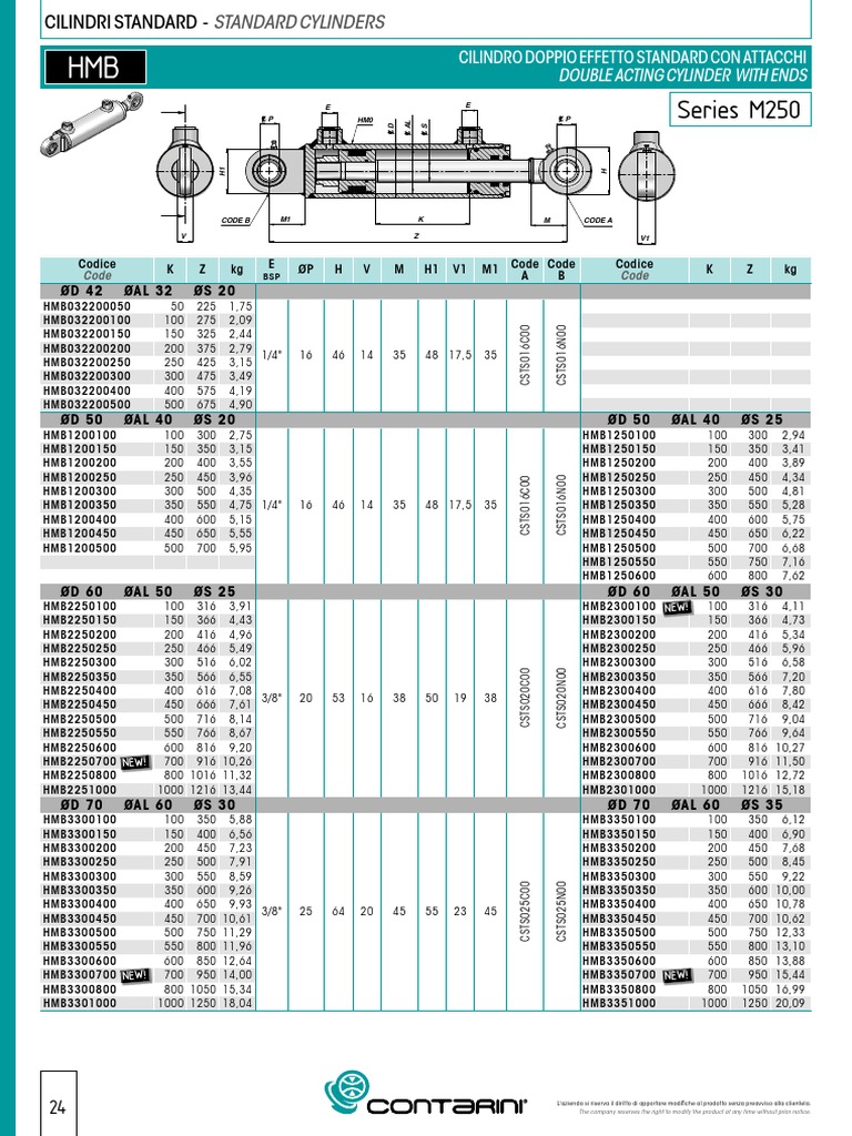 Contarini Hydraulic Cylinders Catalogue PDF