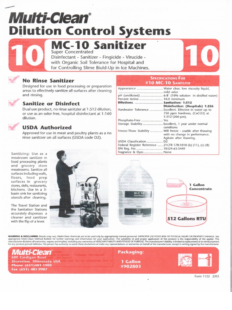 LABEL PRODUK Multi-Clean MC-10 Sanitizer | PDF