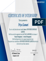 Certificate of Internship Priya Kumari