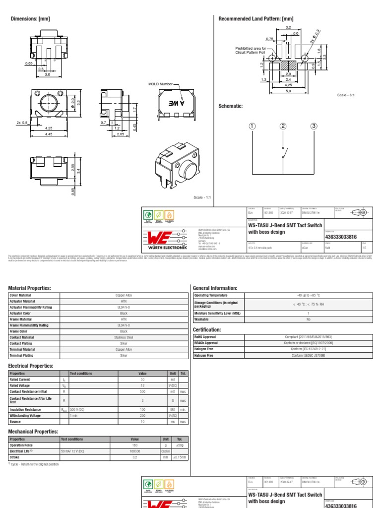 Dimensions: (MM) Recommended Land Pattern: (MM) : Scale - 6:1 ...
