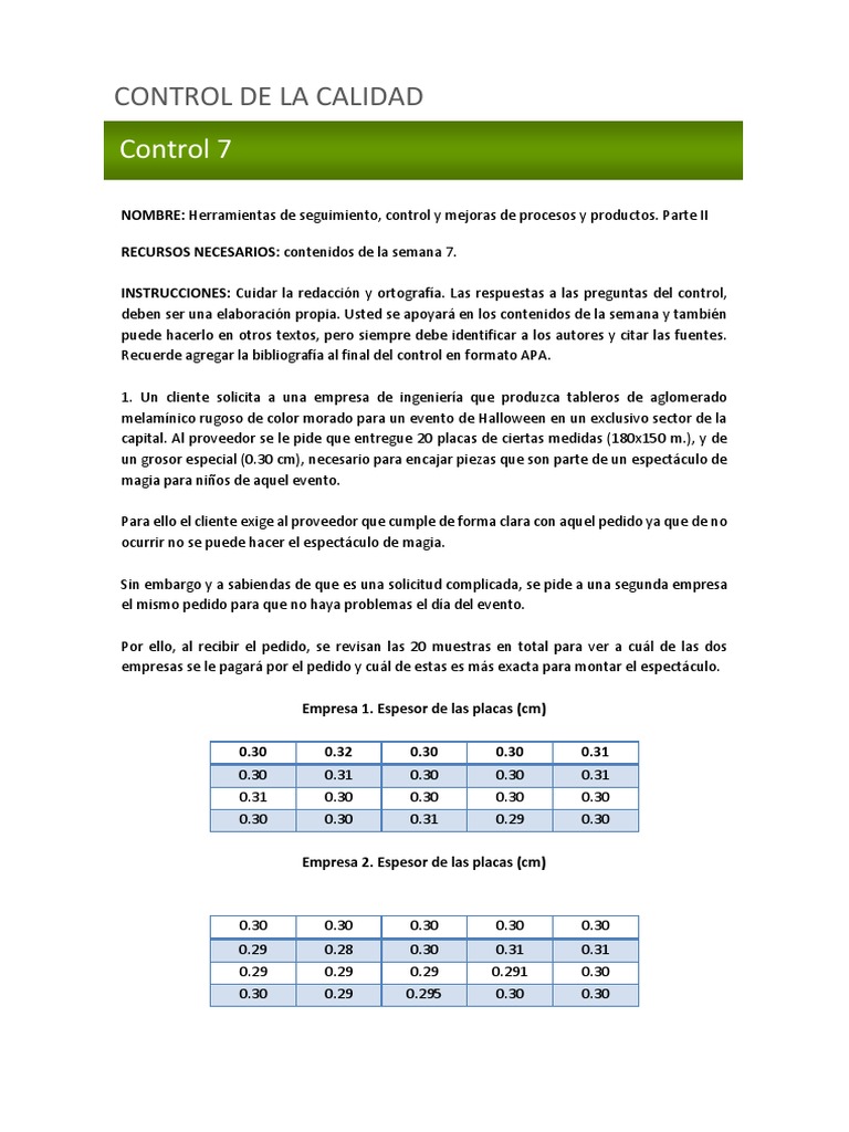 Control de Calidad en Procesos Industriales | PDF | Desviación Estándar ...