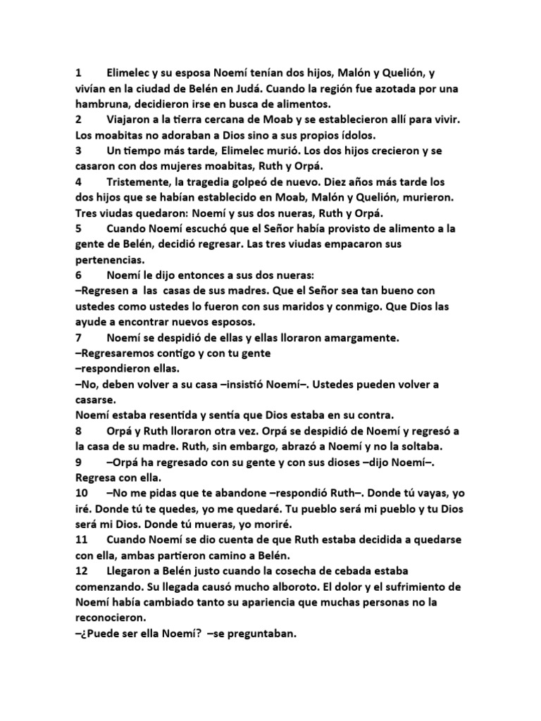 Resumen de la historia de Ruth y Noemí | PDF | Noemí (figura bíblica ...