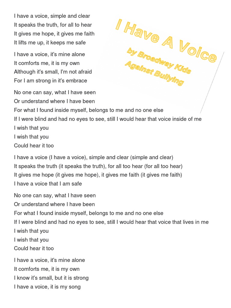 I have a voice lyrics pdf