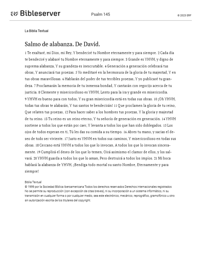 Salmo 145 | PDF | Derecho | Hogar, jardinería y bricolaje
