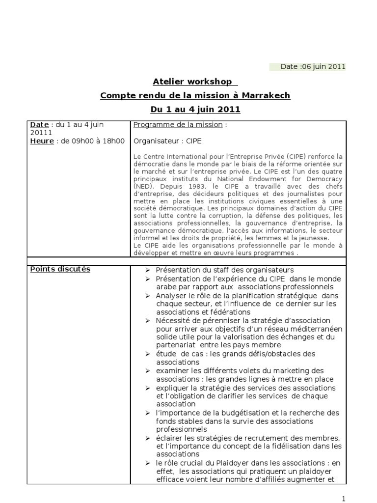 Compte Rendu Mission | PDF | Gouvernance | Stratégie militaire