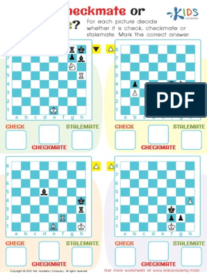 Check. Checkmate or Stalemate? Worksheet for kids