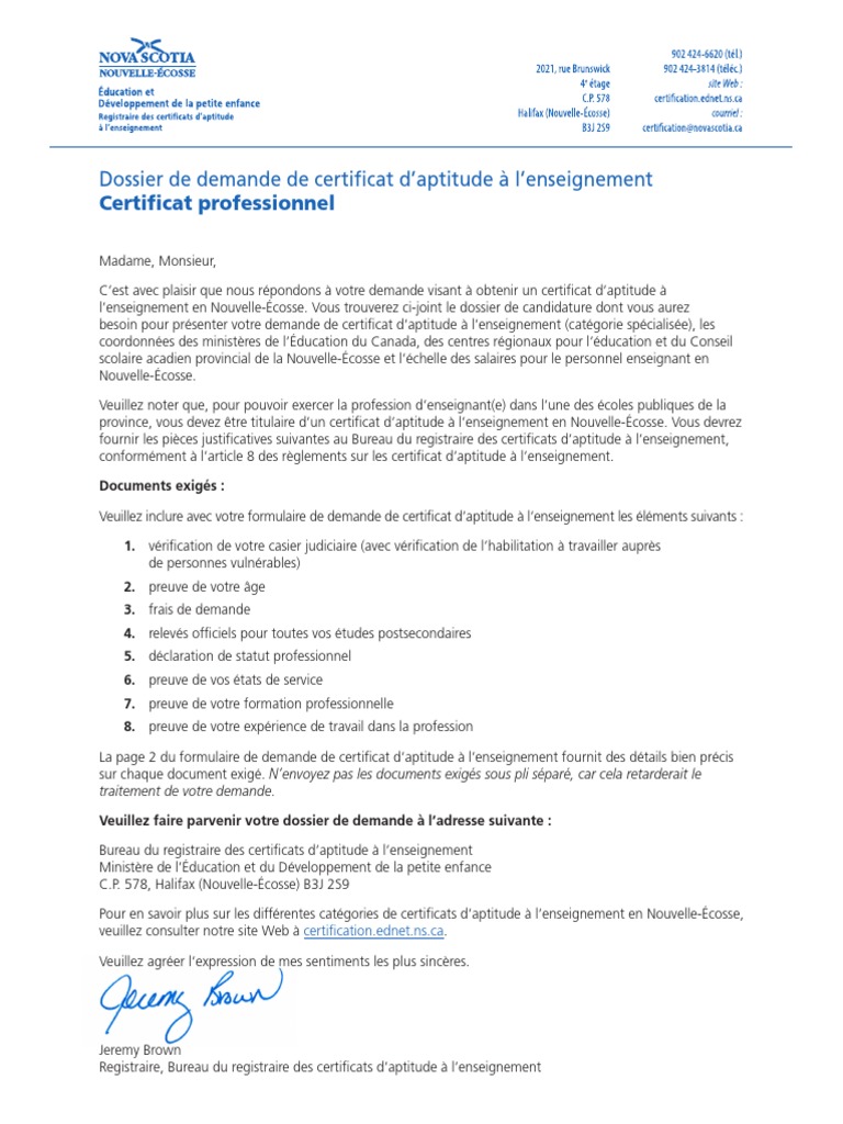 Demande de certificat d'enseignement | PDF | Enseignement | Enseignants