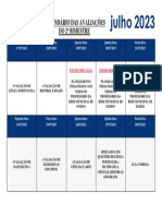 Calendário Das Avaliações Do 2º Bimestre