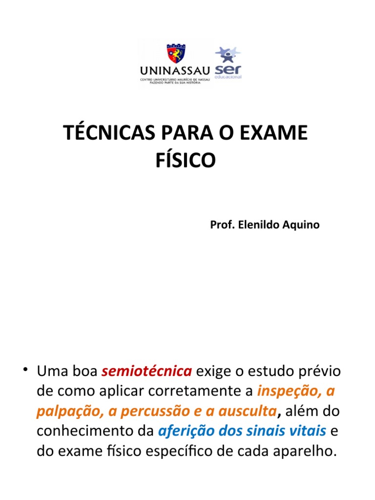 3 Mta E Exames Complementares Técnicas Para O Exame Físico Pdf