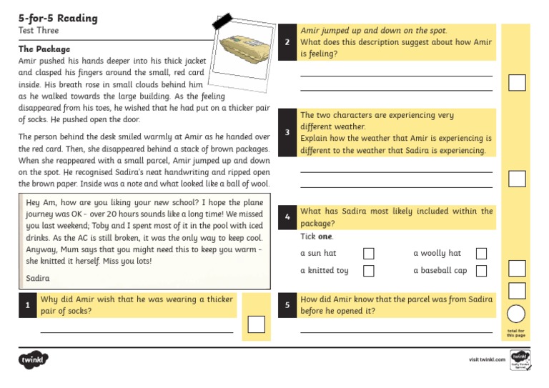 5 For 5 Reading Test 3 Questions Pdf