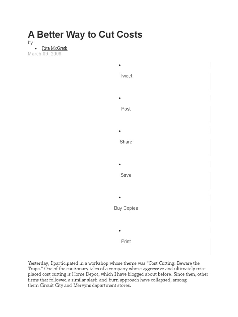 A Better Way To Cut Costs PDF Analytics Prices