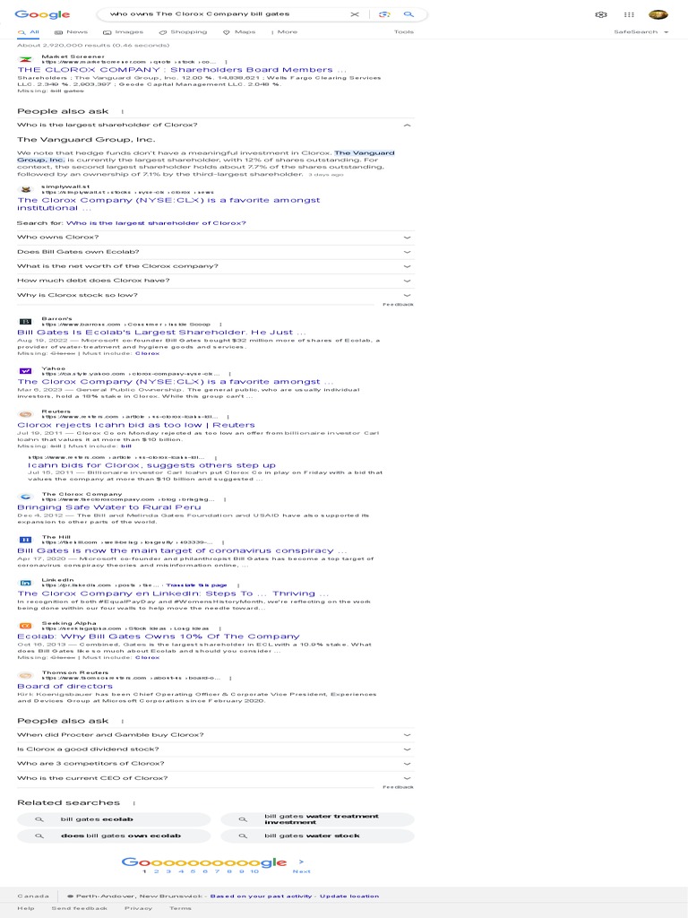 Who owns the clorox company bill gates google search pdf