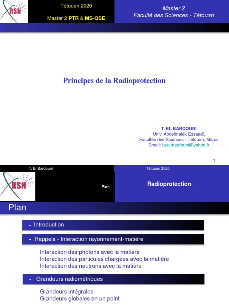 Principes de Radioprotection et Dosimétrie | PDF | Rayon gamma ...