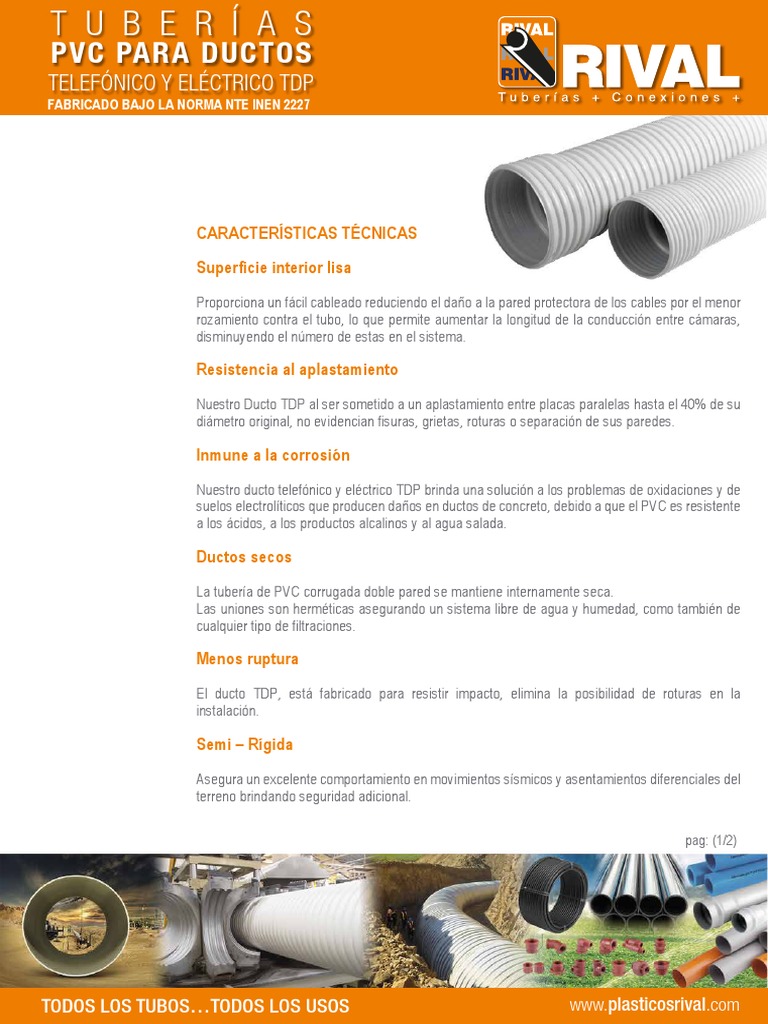PR PVC DuctoTelefonicoElectricoTDP | PDF | Tubería (transporte de ...