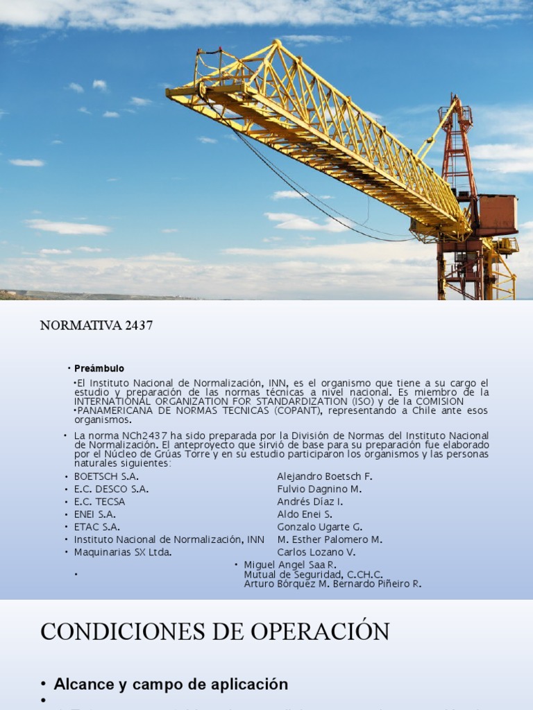 Normativa NCh 2437: Grúas Torre | PDF | Grúa (máquina) | Torre