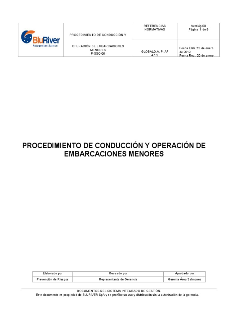 Procedimiento de Conducción y Operación de Embarcaciones Menores | PDF ...