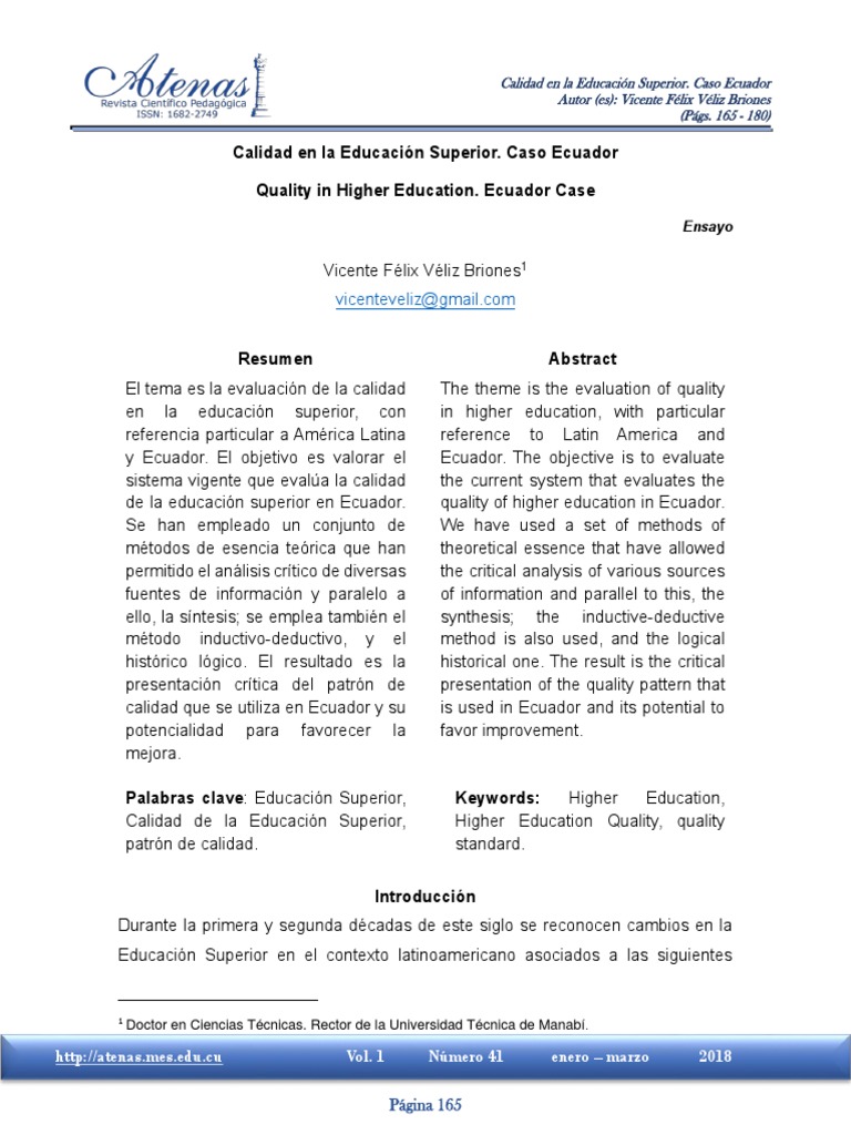 Calidad de la Educación Superior en Ecuador | PDF | Evaluación