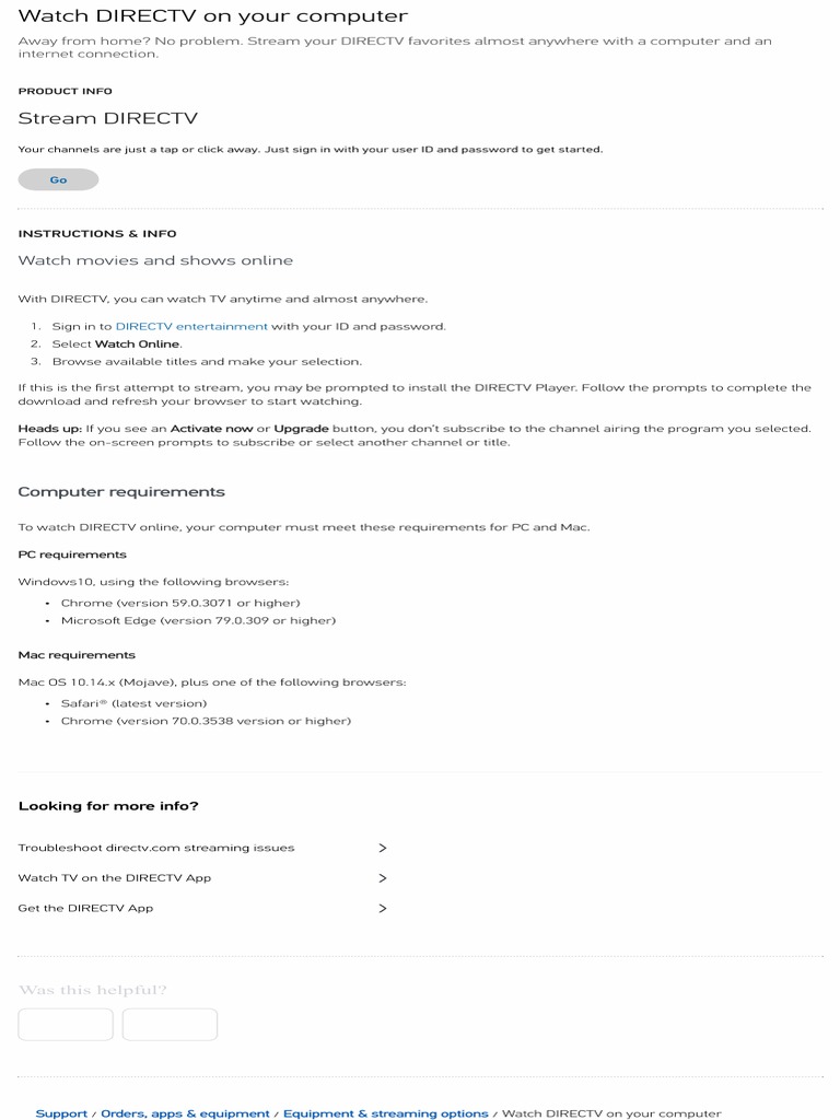 Watch directv on your computer pdf
