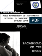 Role Attainment of Postpartum Mothers in Barangay Obrero