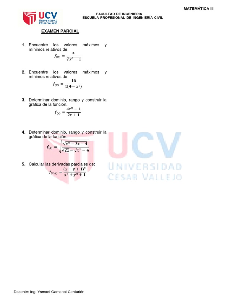 Examen Parcial de Matemática III UCV | PDF