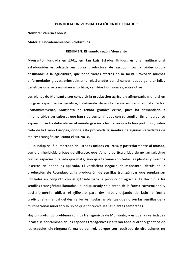 El Mundo Seg n Monsanto VC PDF - 1704895121