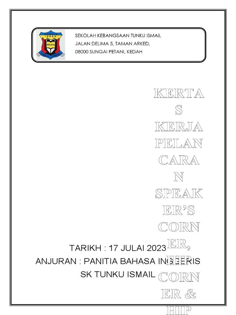 Kertas Kerja Pelancaran HIP Speaker's Corner & HIP Corner 2023 PDF