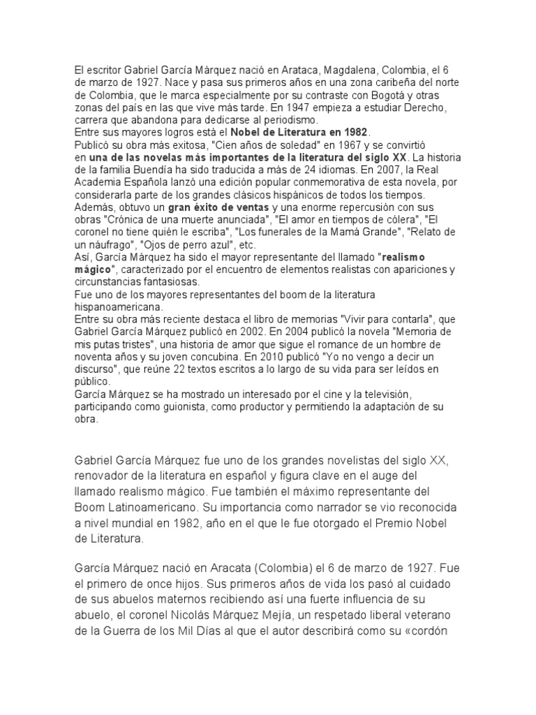 Gabriel Garcia Marquez Pdf Gabriel García Márquez