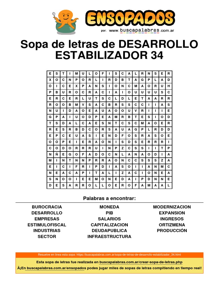 Sopa de Letras: Desarrollo Económico | PDF | Economias | Organización ...