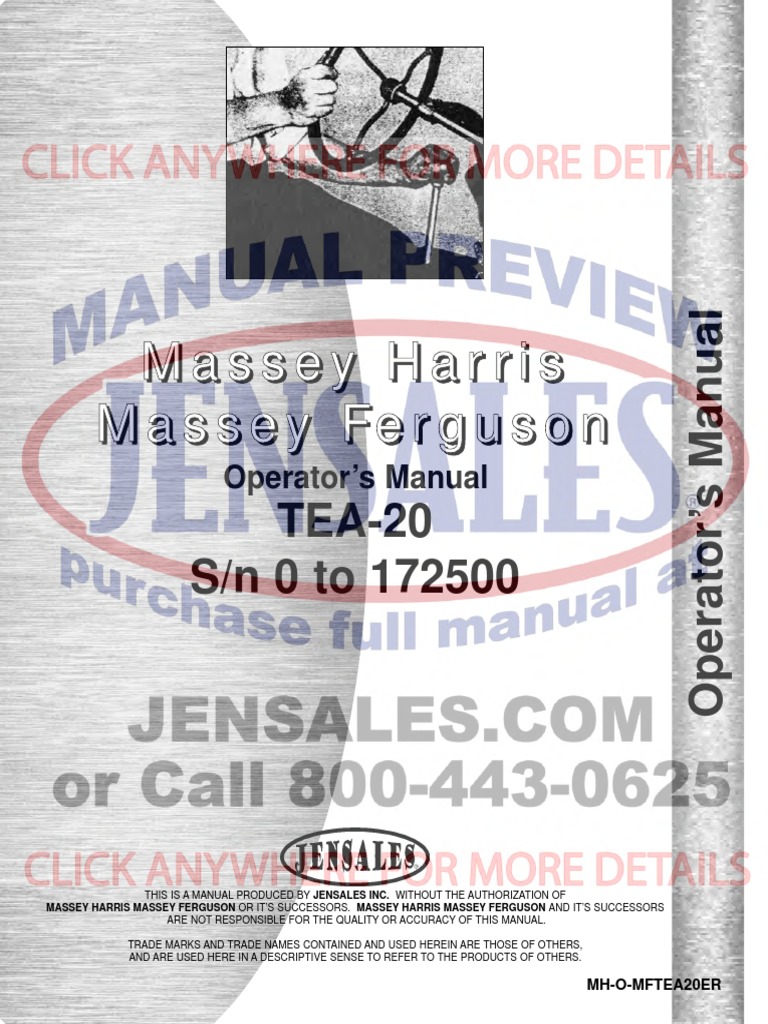 Ferguson TEA-20 Operator's Manual | PDF | Axle | Clutch