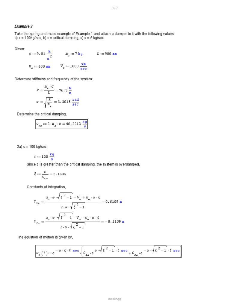 Unit 2 - Examples SDOF Free Damped Vibration | PDF | Damping | Applied ...