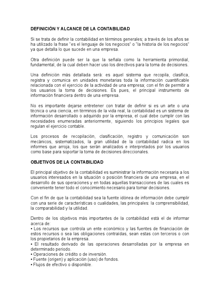Clasificación y Objetivos de la Contabilidad | PDF | Contabilidad ...