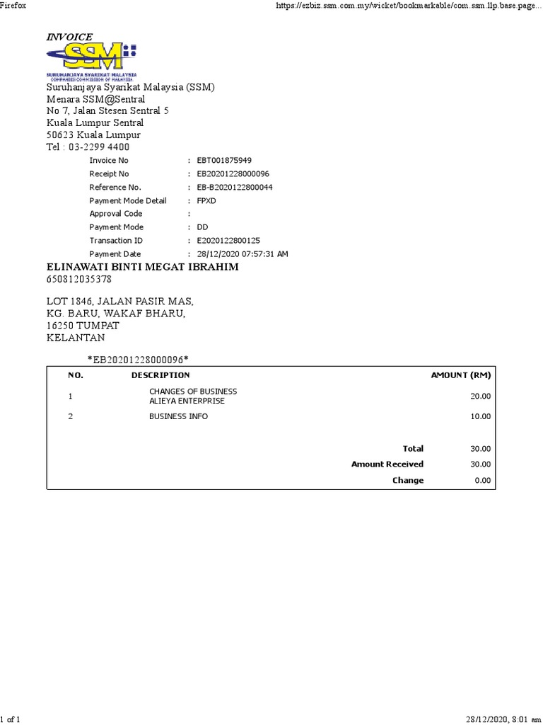 Resit SSM change address PDF