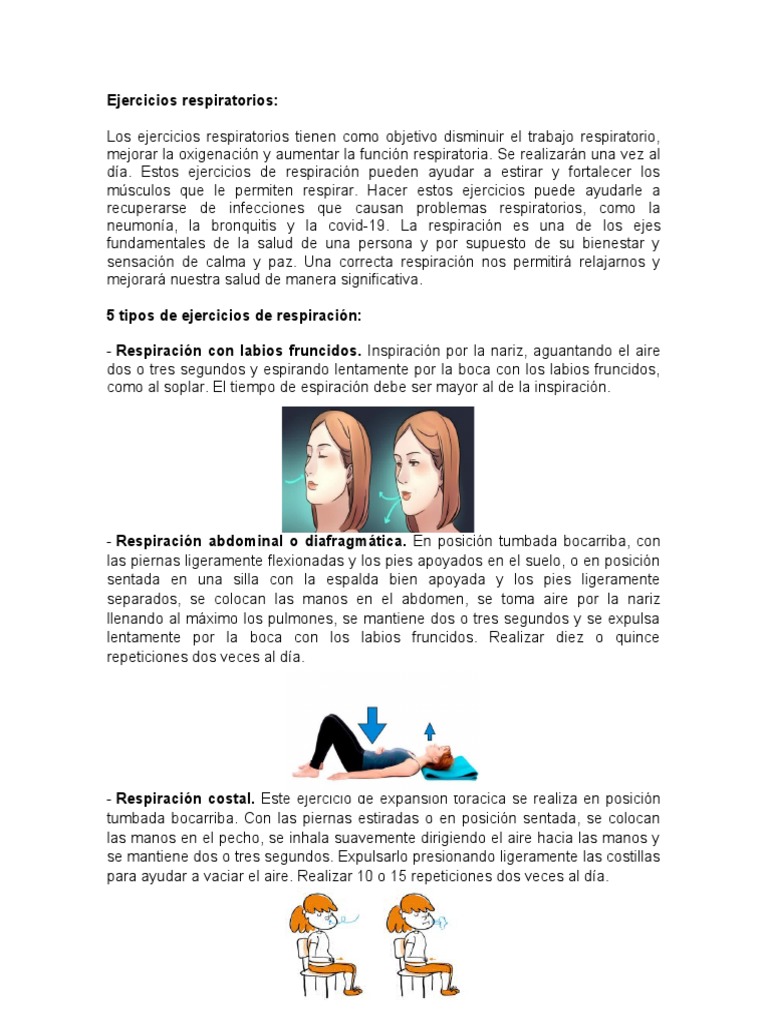 Ejercicios de respiración para mejorar la salud | PDF | Respiración ...