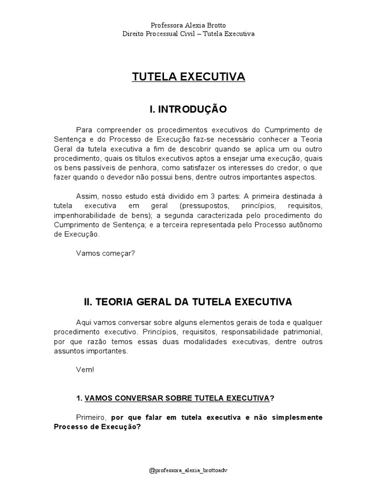 Material de Apoio Tutela Executiva | PDF | Sentença (jurídico) | Processo  civil