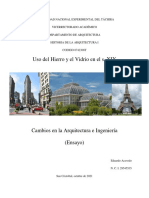 Eduardo Acevedo Uso Del Hierro y El Vidrio en El S. Xix Cambios en La Arquitectura e Ingenieria, Ensayo Corto