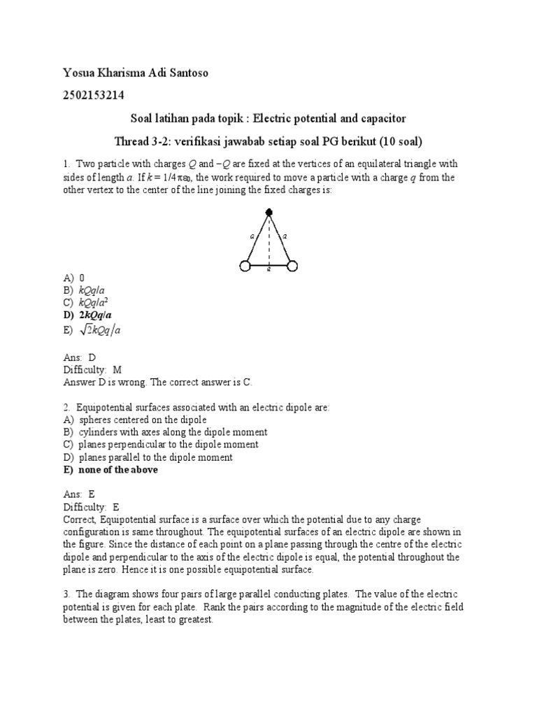 Thread 3-2 Electric Potential and Capacitor - Yosua | PDF | Electric ...
